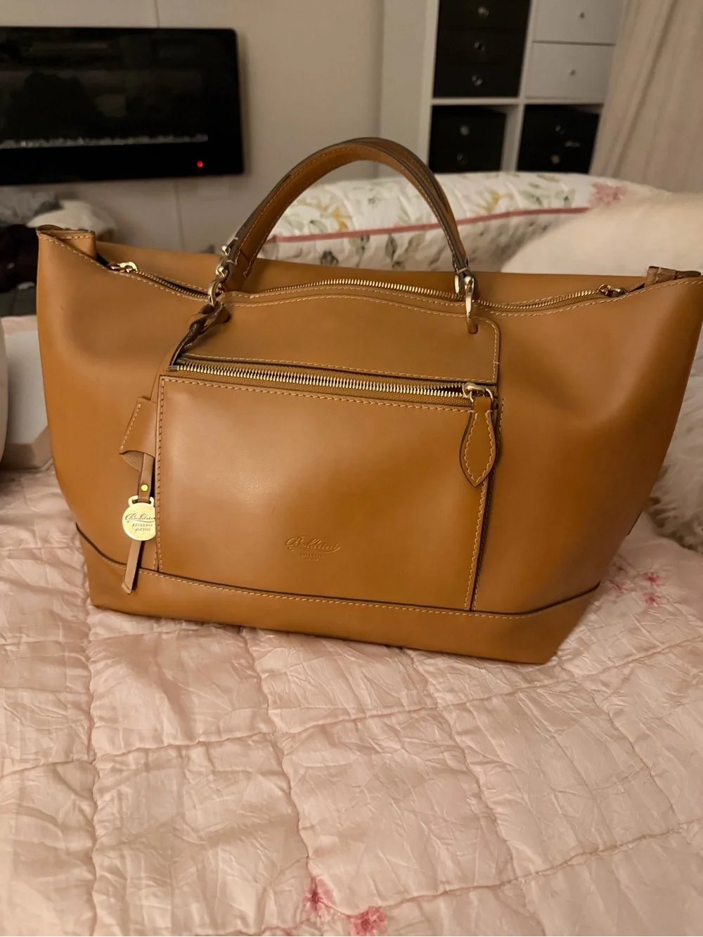 Classic Structured Satchel in Tan by Boldrini
